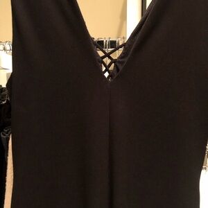 Alice + Olivia Black Bodysuit with V-Neck